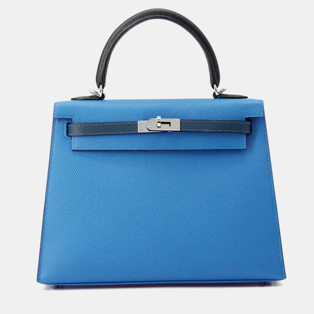 Hermes Kelly Sellier Size 25 Tricolor Blue Zanzibar/Blue De Prusse/Black Epsom Bag