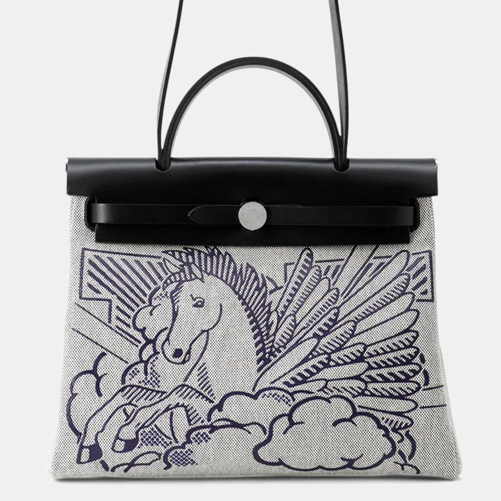 Hermes Herbag Zip Size PM Pegasus Pop Black/Blue Indigo/Ecru Toile H Vache Hunter Leather Hermes Herbag Zip Size PM Pegasus Pop Black/Blue Indigo/Ecru Toile H Vache Hunter Leather