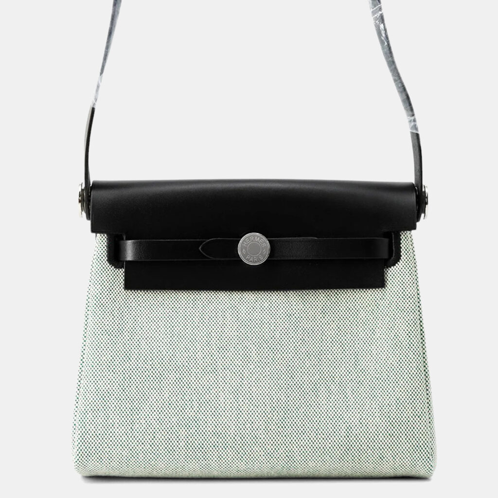 Hermes Herbag Zip Size Mini Ecru/Black Toile Military Vache Hunter Leather Bag Hermes Herbag Zip Size Mini Ecru/Black Toile Military Vache Hunter Leather Bag