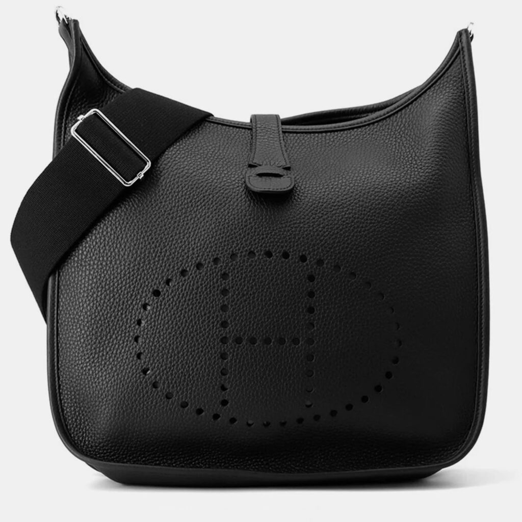Hermes Evelyne3 Black Taurillon Clemence GM Tote Hermes Evelyne3 Black Taurillon Clemence GM Tote