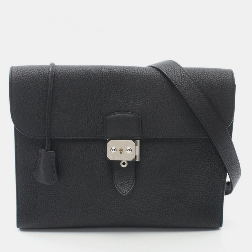 Hermes Sac A Depeches 29 Black Togo Leather Shoulder Bag