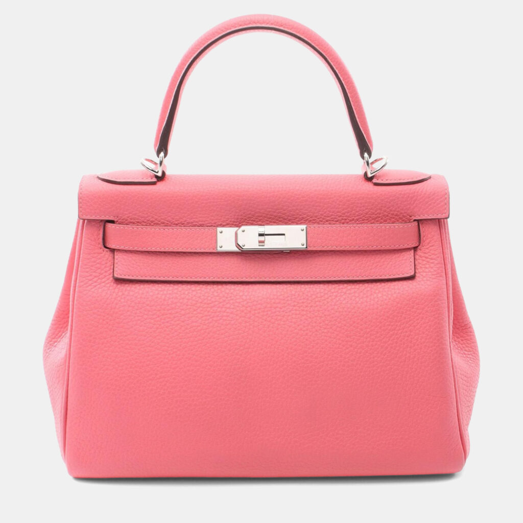 luxury-women-hermes-used-handbags-p1225166-020-1.jpg Hermes Kelly 28 Rose Dete Taurillon Clemence Leather Tote Bag