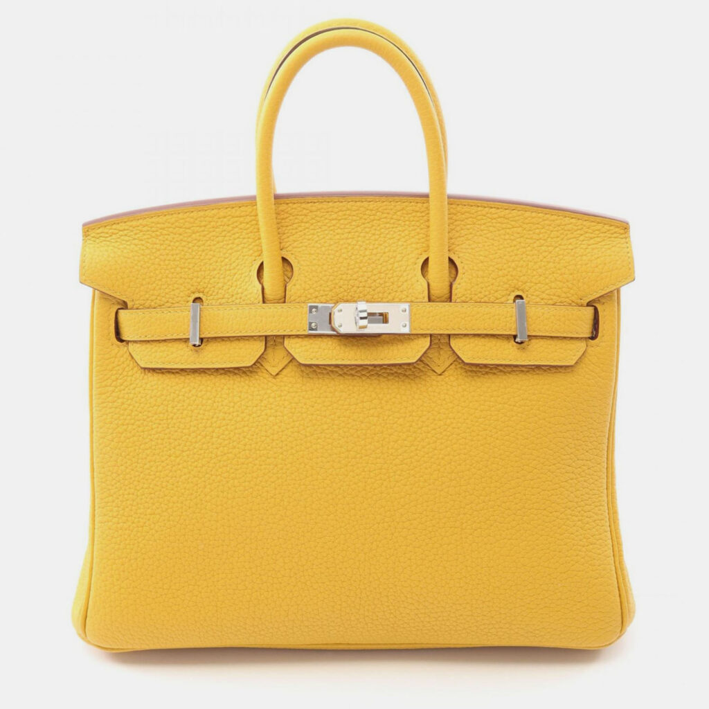 luxury-women-hermes-used-handbags-p1225218-004.jpg Hermes Birkin 25 Jaune Ambre Togo Leather Tote Bag