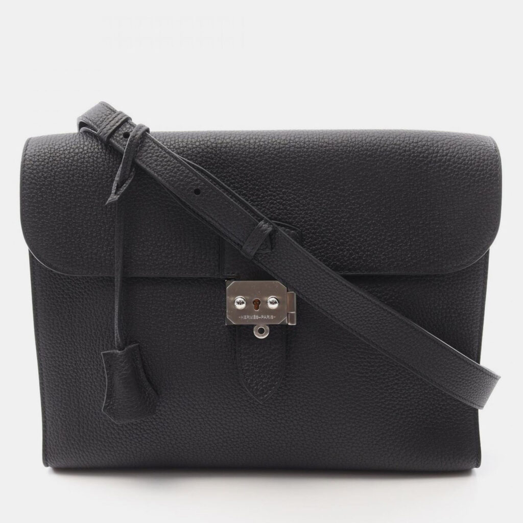 Hermes Sac A Depeches 29 Black Togo Leather Shoulder Bag