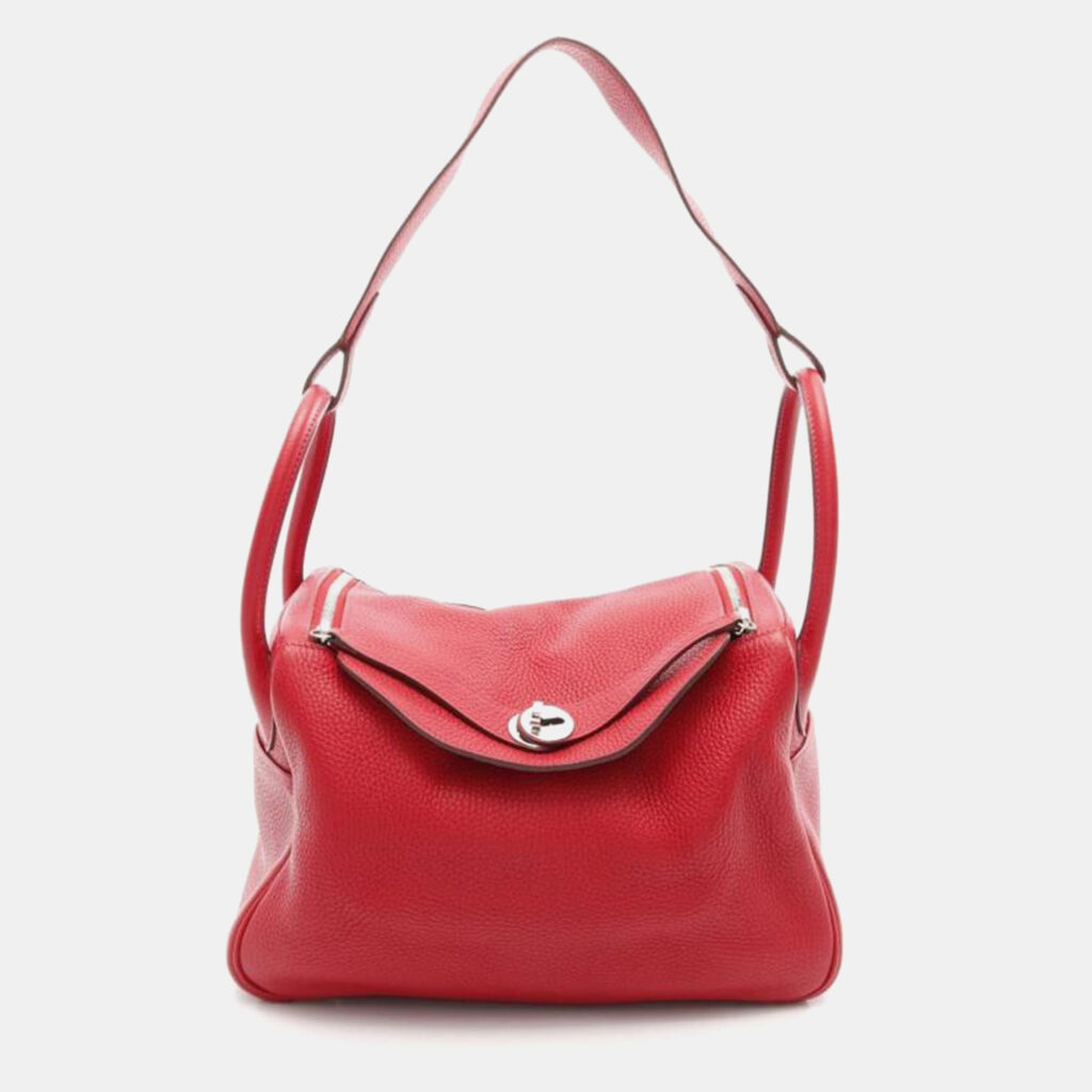 Hermes Lindy 30 Red Taurillon Clemence Leather Shoulder Bag Hermes Lindy 30 Red Taurillon Clemence Leather Shoulder Bag