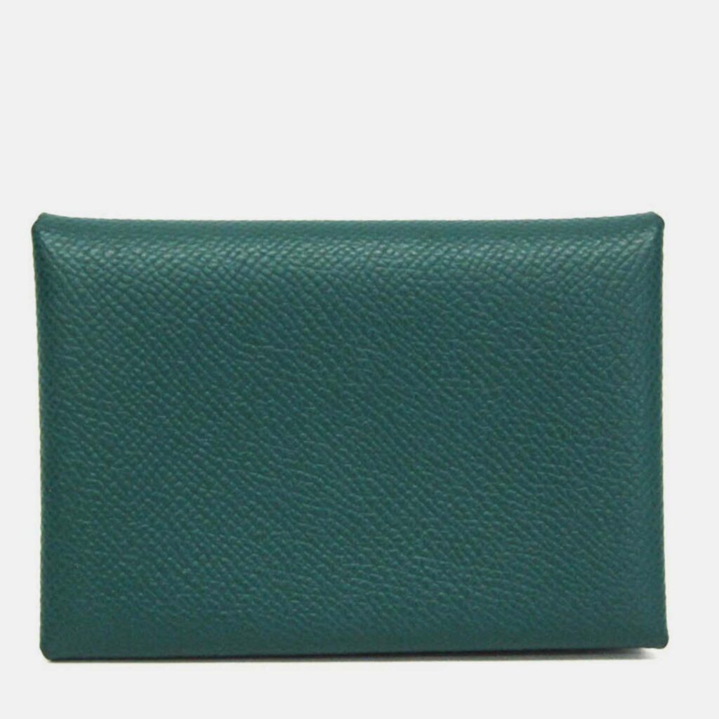Hermes Calvi Duo Green Epsom Leather Card Case