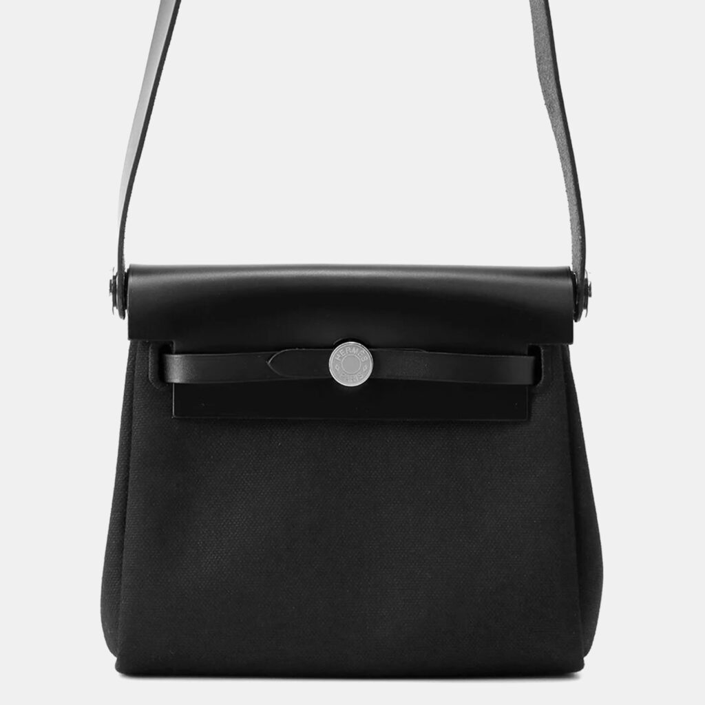 Hermes Herbag Zip Black Toile Military Vache Hunter Leather Mini Hermes Herbag Zip Black Toile Military Vache Hunter Leather Mini
