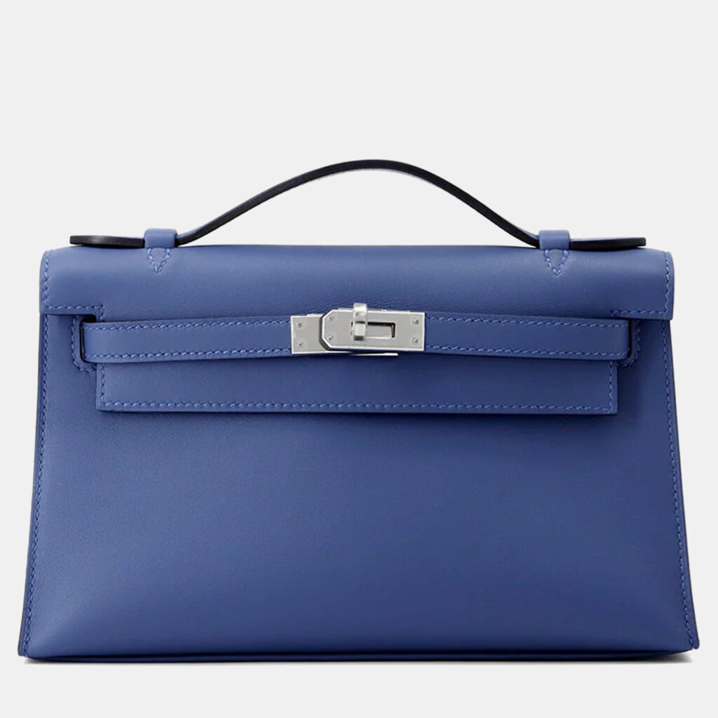 Hermes Pochette kelly Blue Tie Swift Leather
