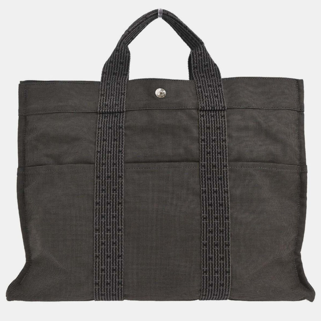Hermes Herline Gray Canvas Tote Hermes Herline Gray Canvas Tote