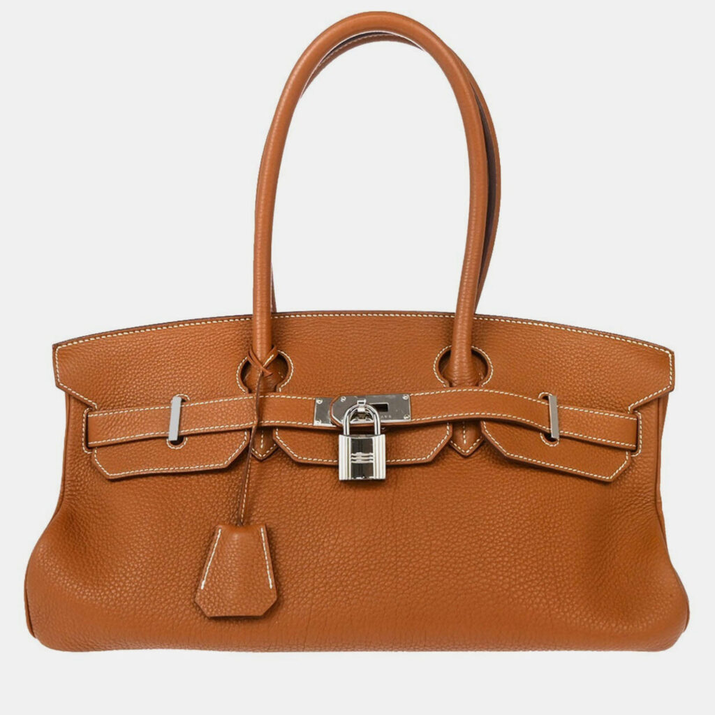 Hermes Gold Taurillon Clemence JPG Shoulder Birkin Handbag