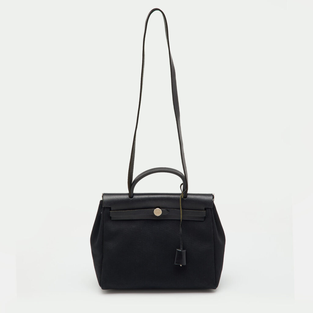 luxury-women-hermes-used-handbags-p1235077-012-1.jpg Hermès Black Canvas and Leather Herbag 31 Bag