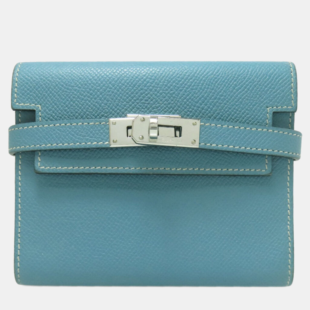 Hermes Kelly Compact Wallet In Blue Jean Bifold By Epson Hermes Kelly Compact Wallet In Blue Jean Bifold By Epson