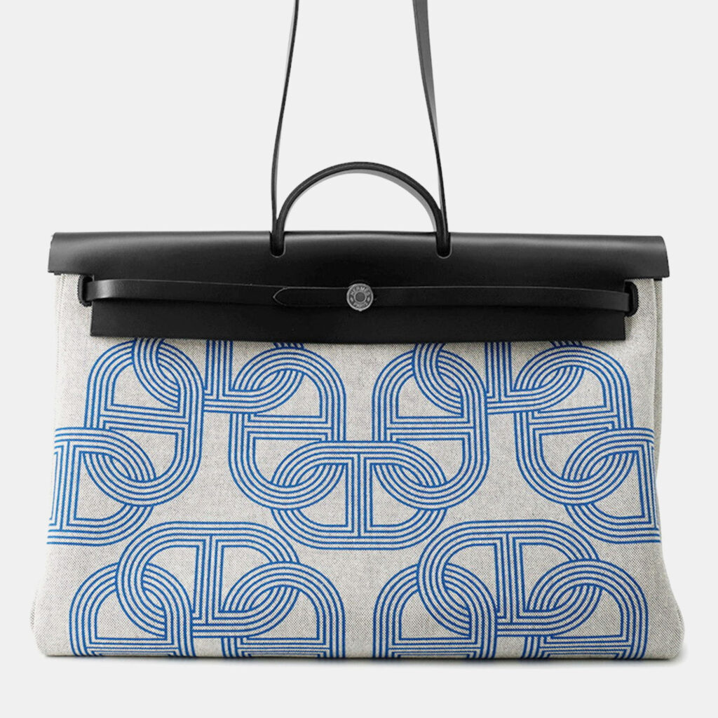 Hermes Herbag Zip Letournet Cabin Ecru/Blue Zellige/Black Toile Military Vache Hunter Leather Size 50 Hermes Herbag Zip Letournet Cabin Ecru/Blue Zellige/Black Toile Military Vache Hunter Leather Size 50