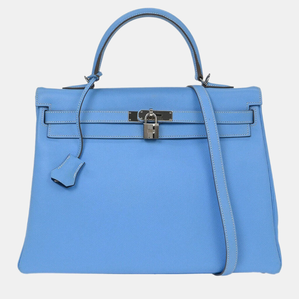Hermes Blue Aztec Epsom Kelly 35 Retourne 2way Handbag Hermes Blue Aztec Epsom Kelly 35 Retourne 2way Handbag