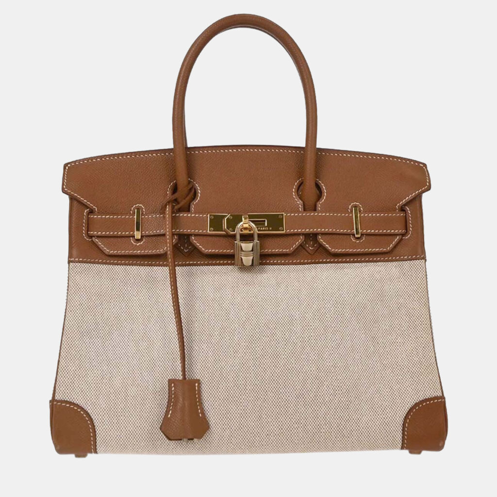 Hermes Beige Gold Toile H Courchevel Birkin 30 Handbag Hermes Beige Gold Toile H Courchevel Birkin 30 Handbag