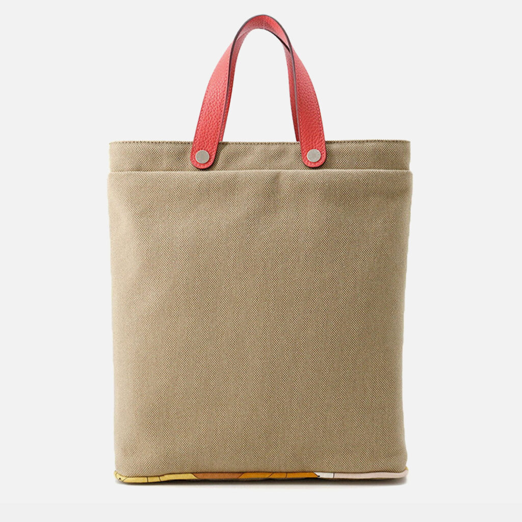 Hermes Petit H Tote Bag Natural/Rose Azalee Toile H Taurillon Clemence Hermes Petit H Tote Bag Natural/Rose Azalee Toile H Taurillon Clemence