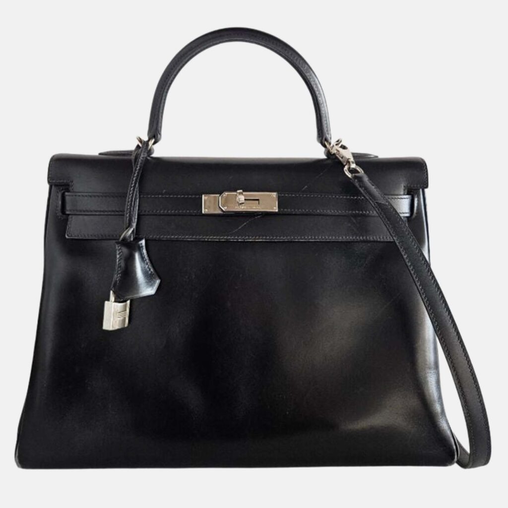 luxury-women-hermes-used-handbags-p1242557-002-1.jpg Hermes Kelly 35 Box Leather Palladium Hardware Bag