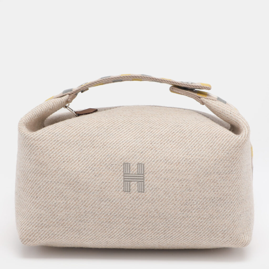 Hermes Beige Canvas Large Bride-a-Brac Case Pouch