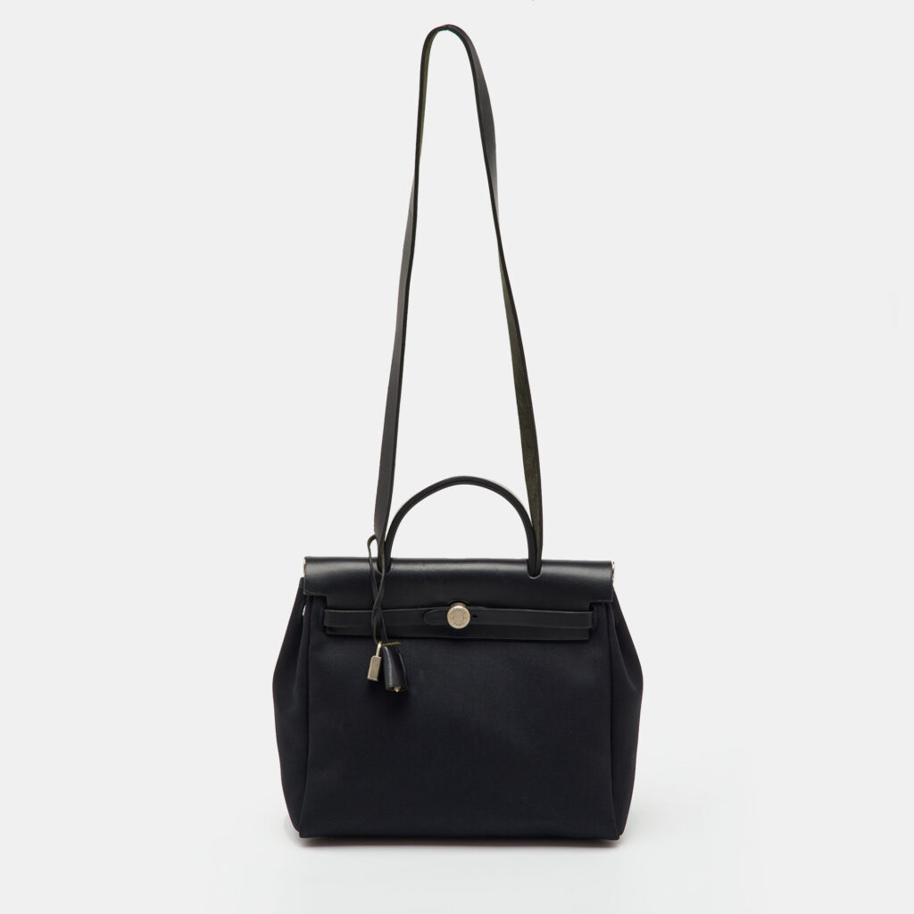 Hermes Black Toile Canvas and Vache Hunter 2in1 Herbag 31 Bag