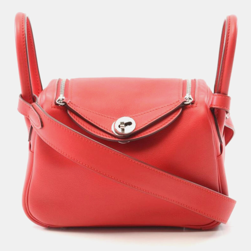 Hermes Lindy Mini Red Swift Leather Shoulder Bag