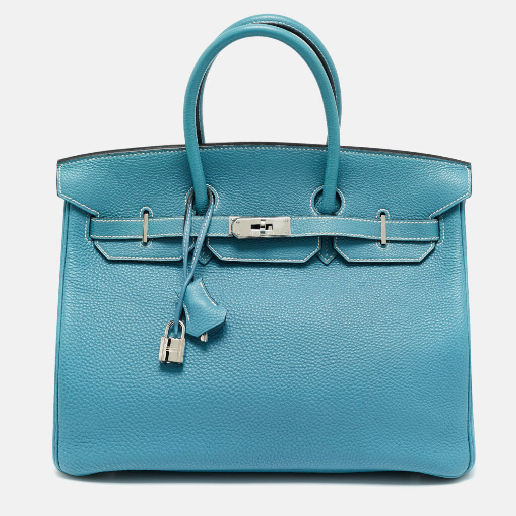 Hermes Bleu Jean Togo Leather Palladium Finish Birkin 35 Bag Hermes Bleu Jean Togo Leather Palladium Finish Birkin 35 Bag