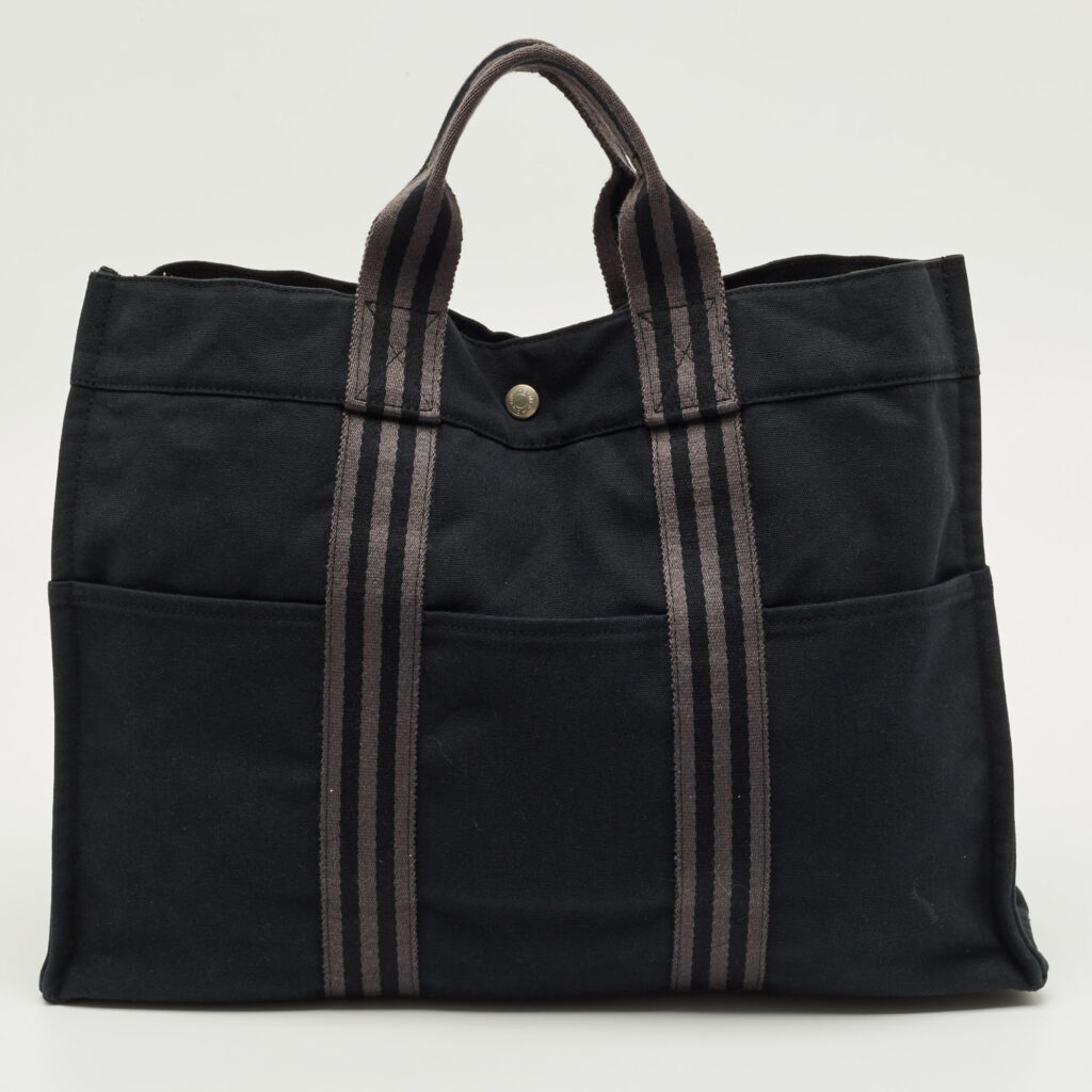 Hermes Fourre Tout Black/Grey Canvas Tote Hermes Fourre Tout Black/Grey Canvas Tote