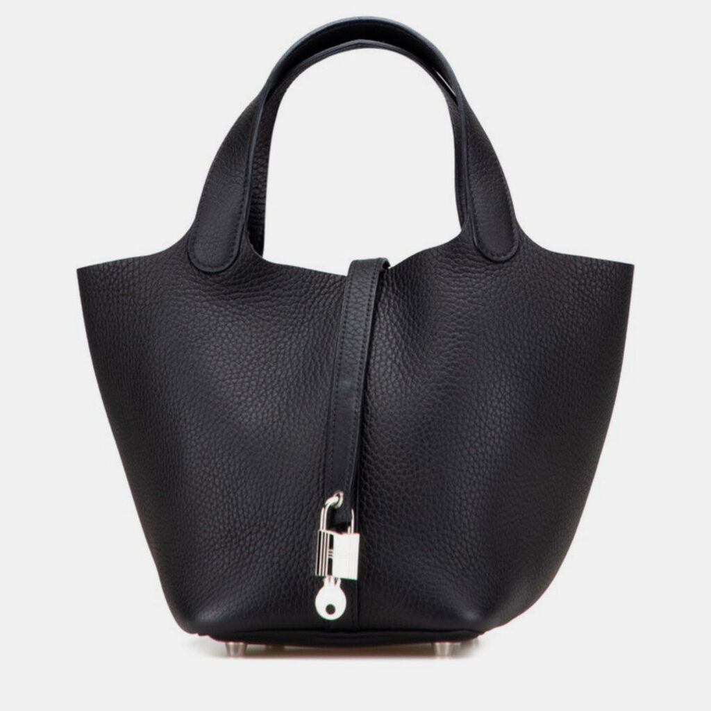 Hermes Picotin Lock 13.5 Black Leather Handbag