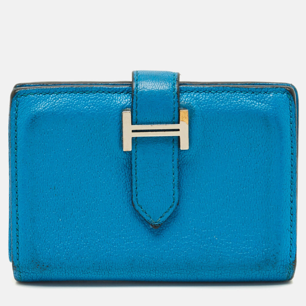 Hermes Bearn Blue Frida Chevre Leather Card Holder Hermes Bearn Blue Frida Chevre Leather Card Holder