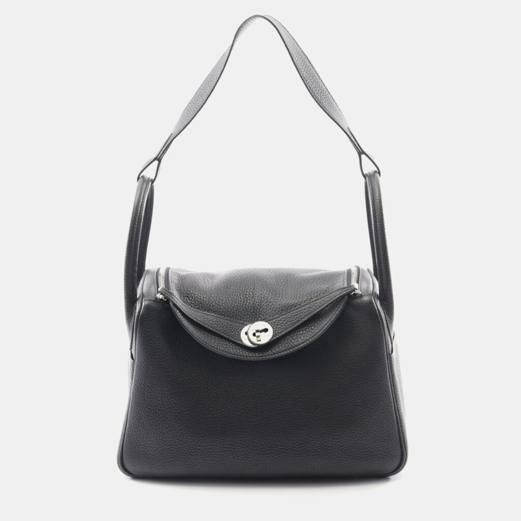 Hermes Lindy 30 Black Taurillon Clemence Leather Shoulder Bag Hermes Lindy 30 Black Taurillon Clemence Leather Shoulder Bag