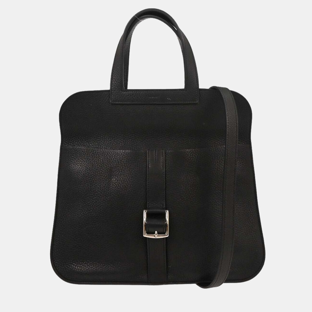 Hermes Halzan 31 2way Black Taurillon Clemence Tote Bag Hermes Halzan 31 2way Black Taurillon Clemence Tote Bag