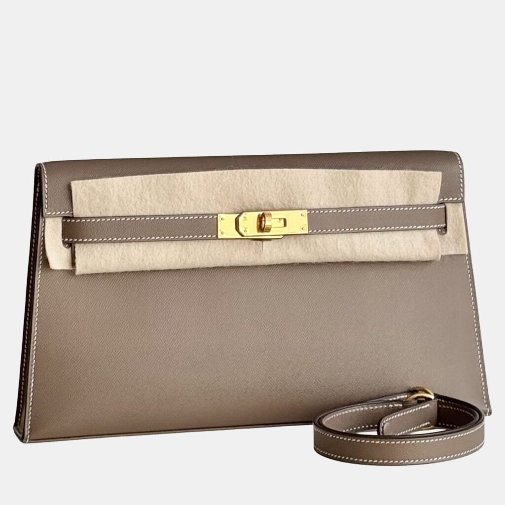 Hermes Kelly Elan Etoupe Madame Leather Gold Hardware Hermes Kelly Elan Etoupe Madame Leather Gold Hardware