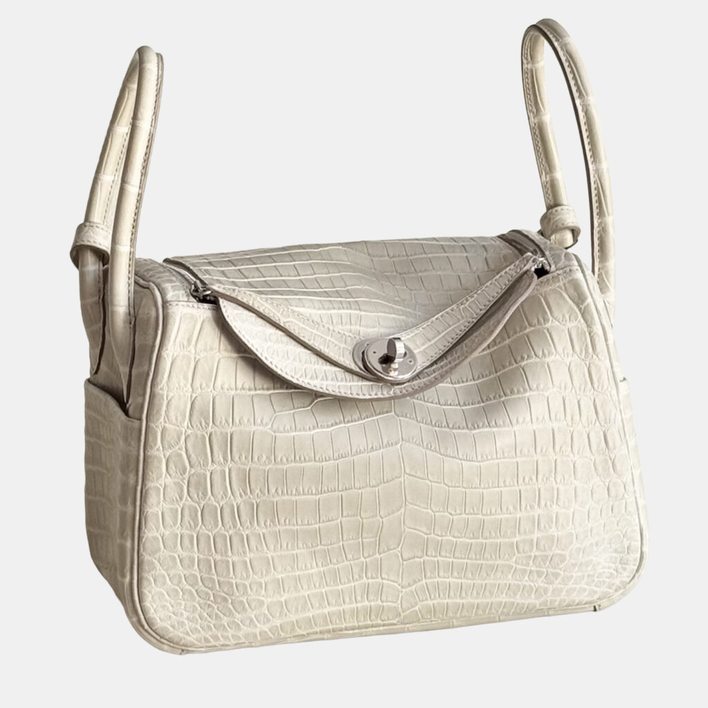 luxury-women-hermes-used-handbags-p1249047-004.jpg Hermes Lindy 26 Etoupe Matte Crocodile Palladium Hardware