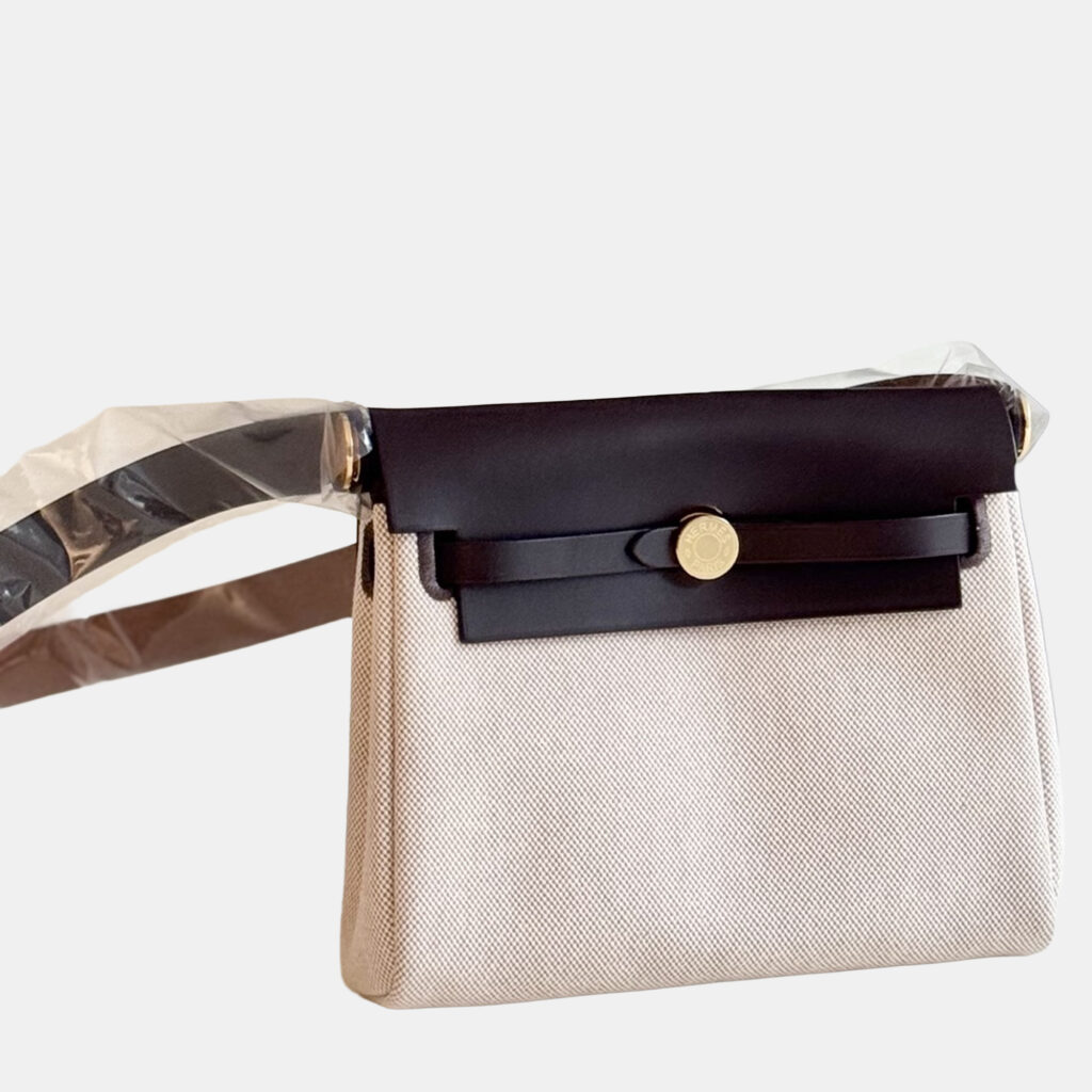 Hermes Mini Herbag Ebony Canvas Gold Hardware Hermes Mini Herbag Ebony Canvas Gold Hardware