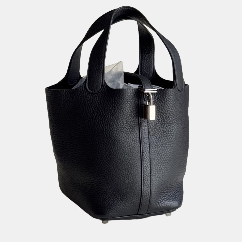 Hermes Picotin 18 Black Taurillon Clemence Leather with Palladium Hardware Hermes Picotin 18 Black Taurillon Clemence Leather with Palladium Hardware