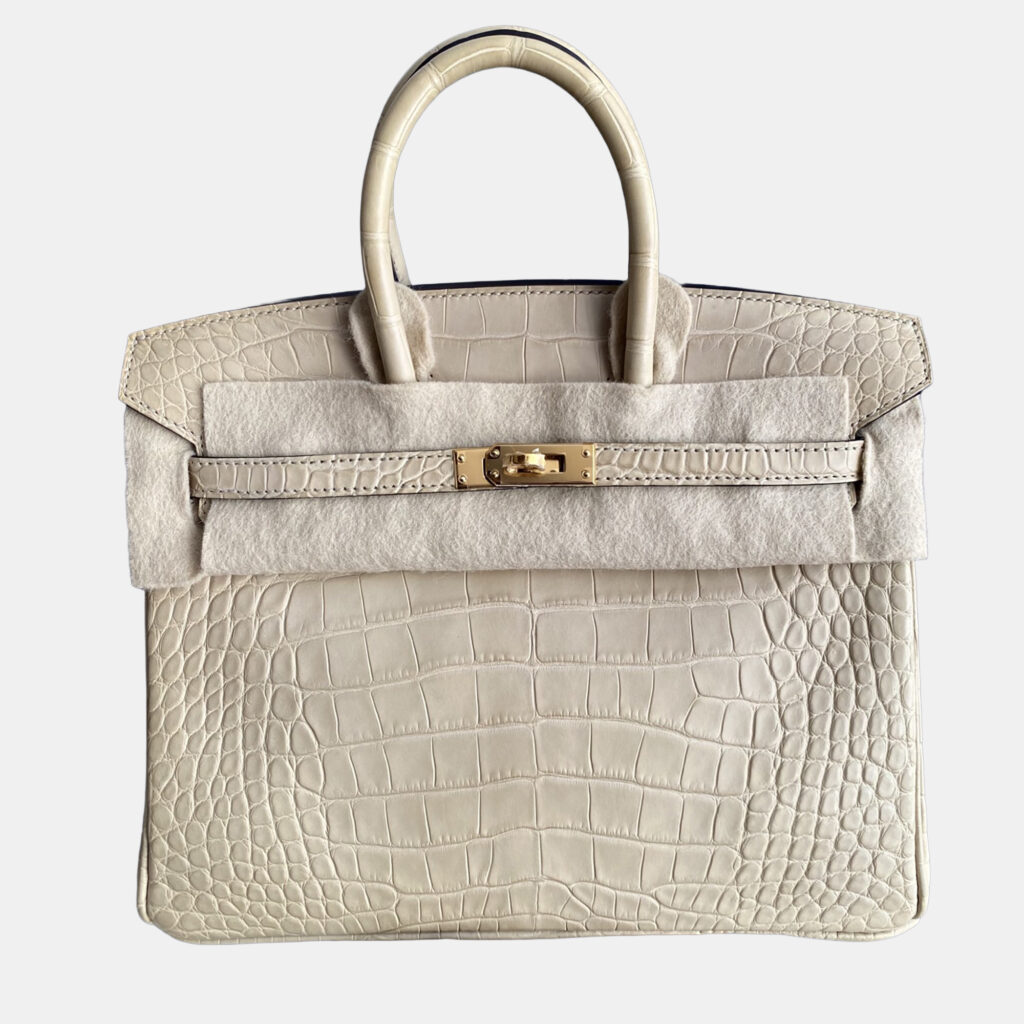 Hermes Birkin 25 Trench Gray Matte Crocodile Gold Hardware Hermes Birkin 25 Trench Gray Matte Crocodile Gold Hardware