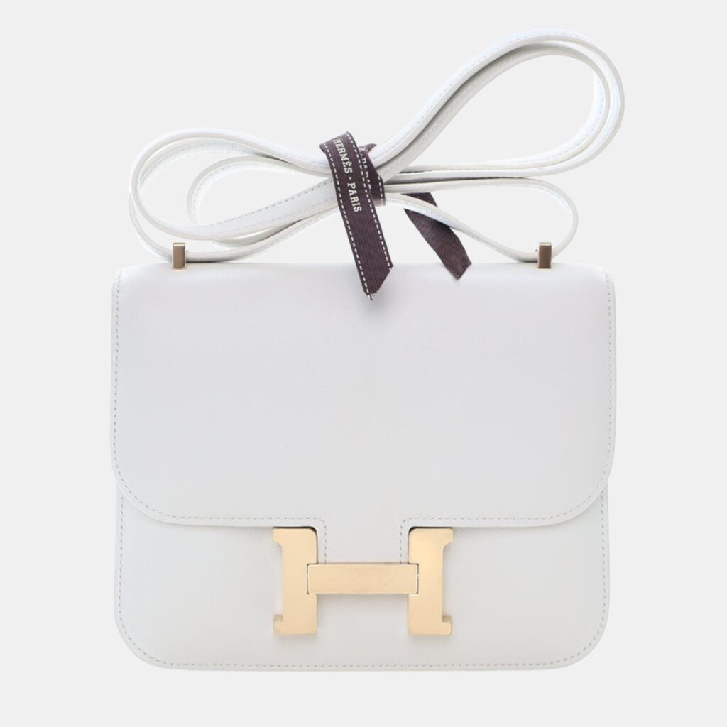 Hermes White Swift Mini Constance 18