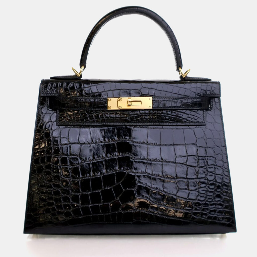Hermes Noir Alligator Sellier Kelly 28 Hermes Noir Alligator Sellier Kelly 28