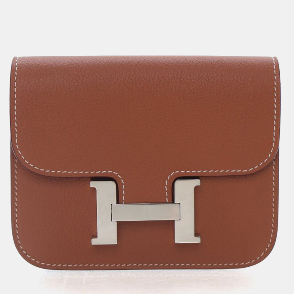 Hermes Gold Evercolor Constance Slim Wallet