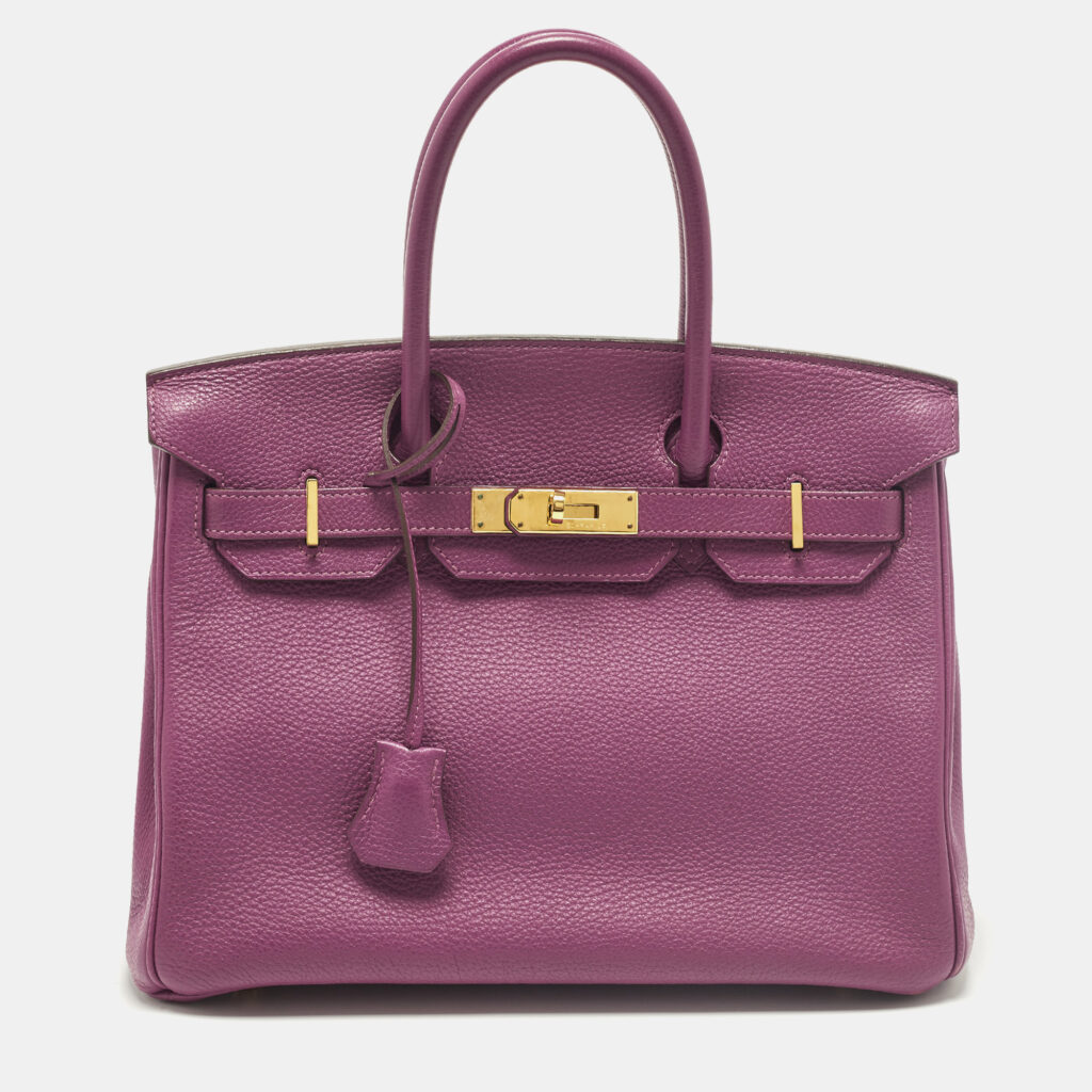 Hermes Birkin 30 Anemone Togo Leather Gold Finish Bag