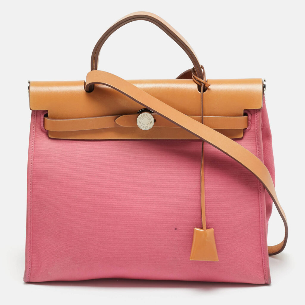 Hermes Herbag Zip 31 Tosca/Natural Canvas and Leather Bag Hermes Herbag Zip 31 Tosca/Natural Canvas and Leather Bag