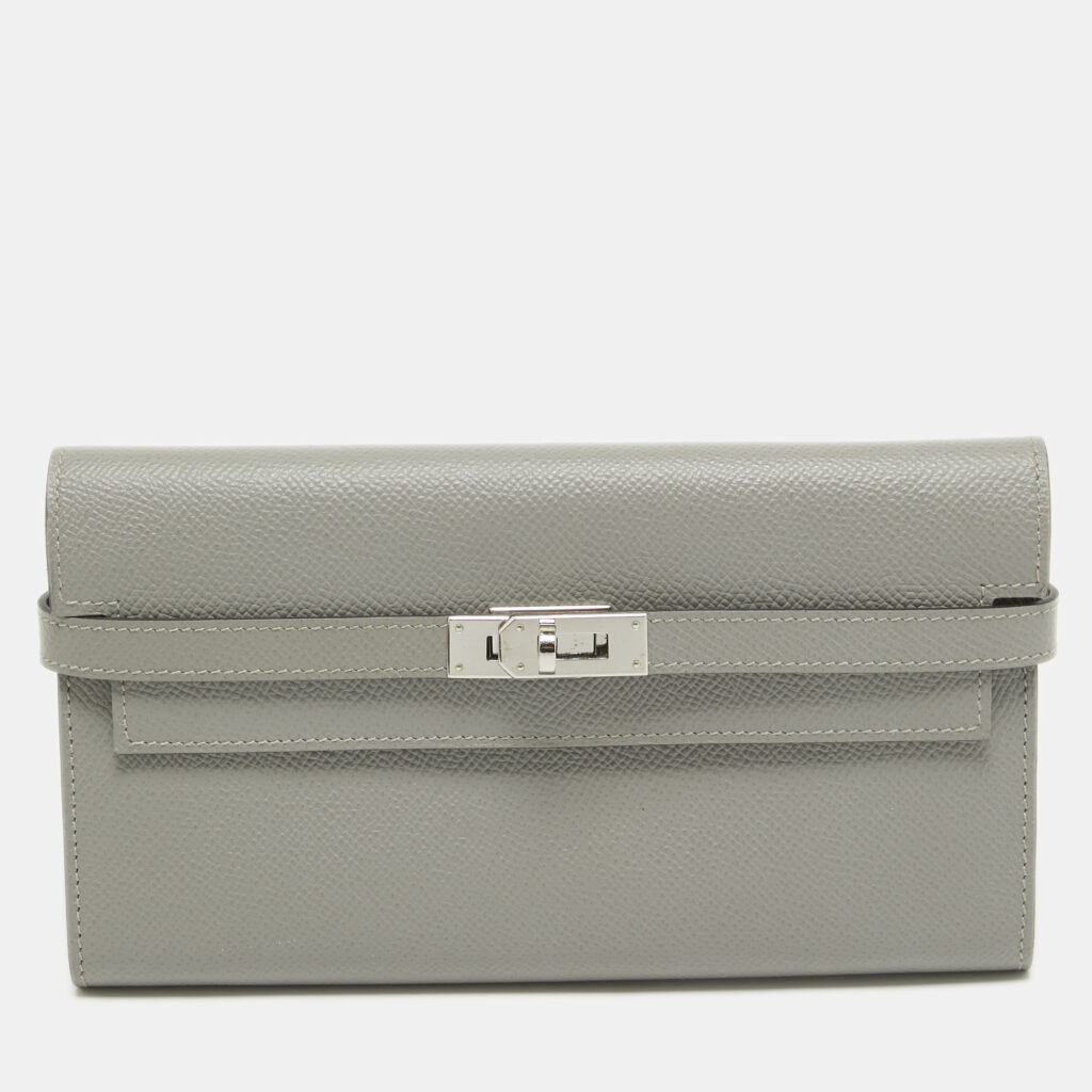 luxury-women-hermes-used-handbags-p918899-001-1.jpg Hermes Gris Mouette Epsom Leather Kelly Classic Wallet