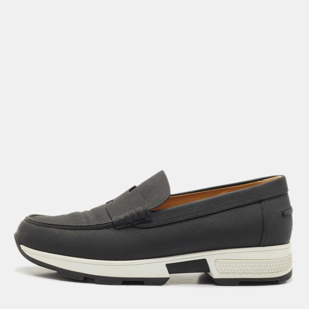 Hermes Black Leather Kennedy Loafer Sneakers Size 40.5