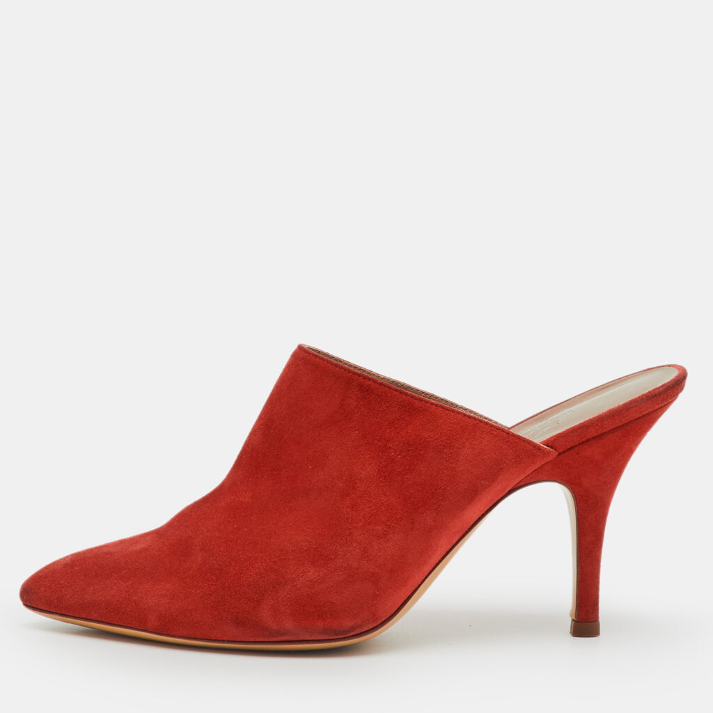 Hermes Orange Suede Pointed Toe Mules Size 37.5 Hermes Orange Suede Pointed Toe Mules Size 37.5