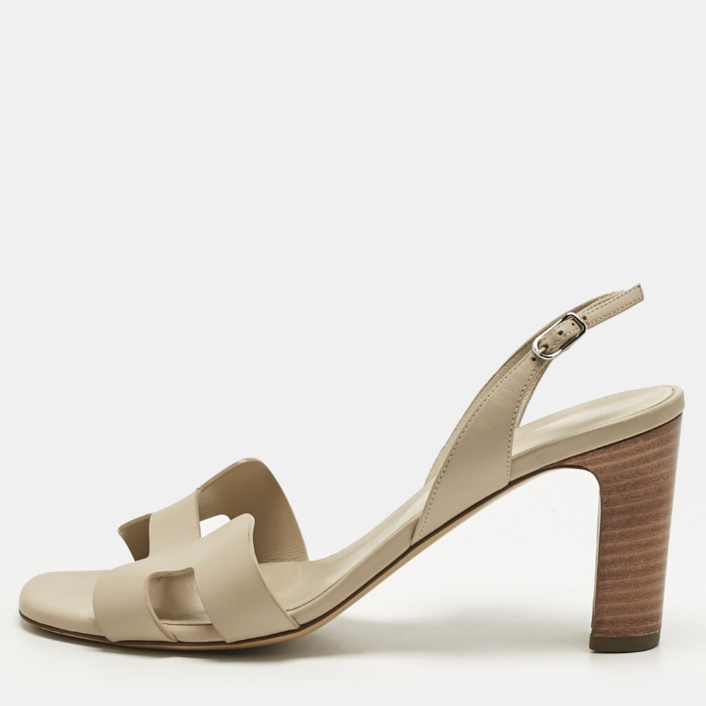 Hermes Beige Leather Eternite Slingback Sandals Size 39