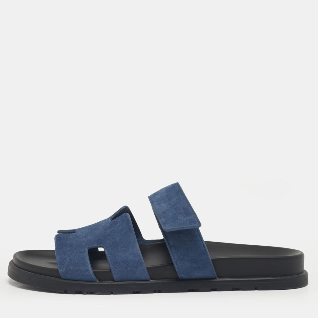 Hermes Dark Blue Suede Chypre Sandals Size 43.5 Hermes Dark Blue Suede Chypre Sandals Size 43.5