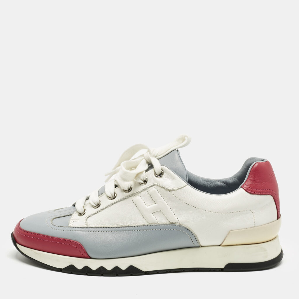 luxury-women-hermes-used-shoes-p1224804-001.jpg Hermes Tricolor Leather Low Top Trail Sneakers Size 39