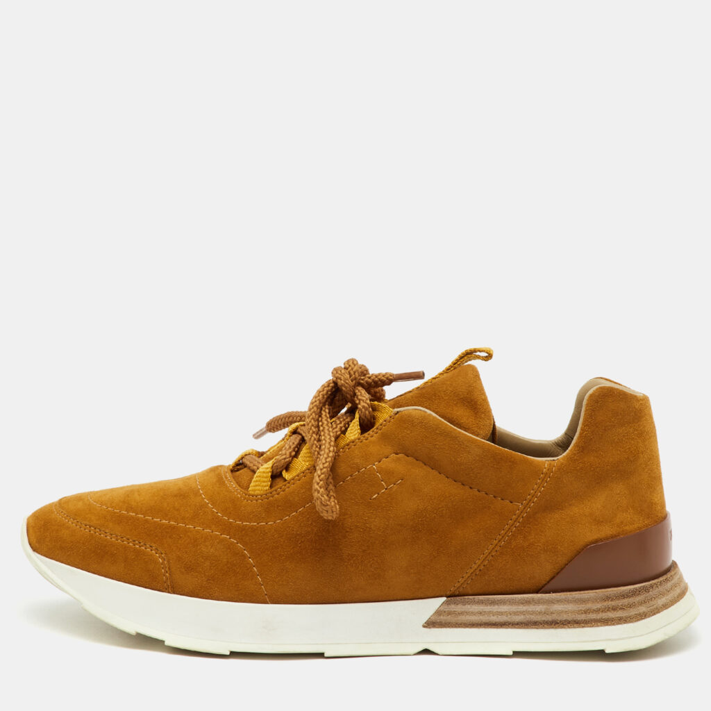 Hermes Tan/Brown Suede and Leather Buster Lace Up Sneakers Size 39.5 Hermes Tan/Brown Suede and Leather Buster Lace Up Sneakers Size 39.5