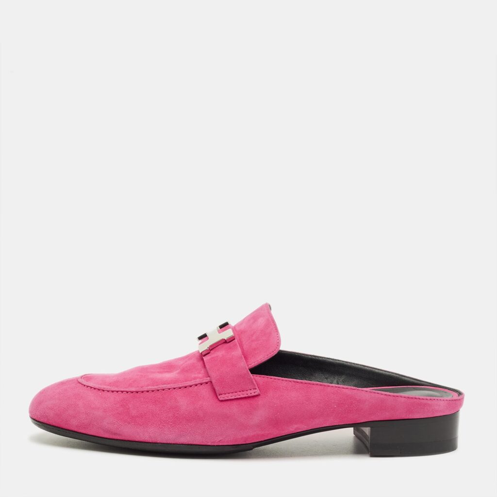Hermes Pink Suede Paradis Mule Sandals Size 41