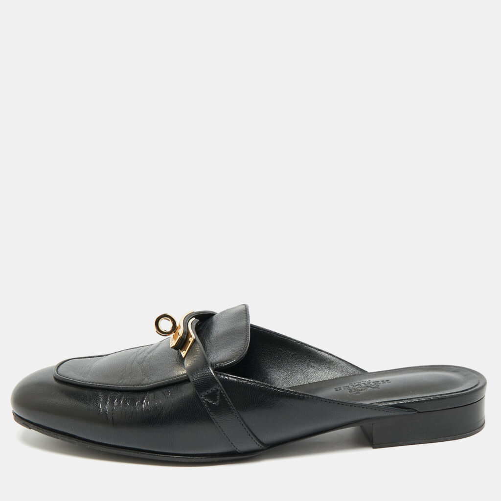 Hermès Oz Size 37 Black Leather Mules Hermès Oz Size 37 Black Leather Mules