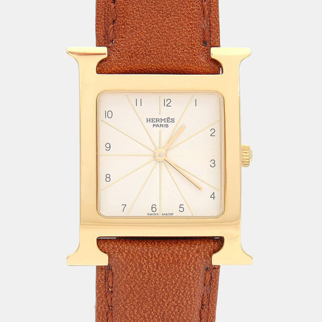 Hermes Heure H HH1.501 Quartz Gold Plated Stainless Steel Men's Wristwatch 26 mm Hermes Heure H HH1.501 Quartz Gold Plated Stainless Steel Men's Wristwatch 26 mm